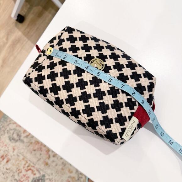 Spartina Cosmetic Makeup Bag 449 Accessory Canvas Multicolor Black Tan Carry On - Picture 11 of 12